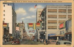 Looking North on Cewntral Avenue, Adams Hotel in Foreground Phoenix, AZ Postcard Postcard Postcard