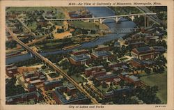 Air view of University of Minnesota Minneapolis, MN Postcard Postcard Postcard