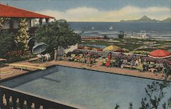 Fashion show at the swimming pool of Hotel Playa de Cortes, the desert resort by the sea Sonora, Mexico Postcard Postcard Postcard