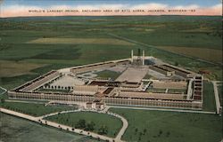 World's largest prison, enclosed area of 57 1/2 acres Jackson, MI Postcard Postcard Postcard