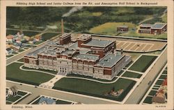 Hibbing High School and Junior college from the air, and Assumption Hall School in background Minnesota Postcard Postcard Postcard