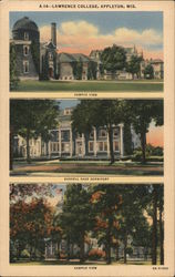 Lawrence College - Campus view, Russell Sage Dormitory Postcard