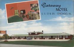 Gateway Motel - U.S. 12 & 20 Postcard