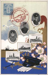 Japanese World War II Naval Leaders and Battleships Postcard