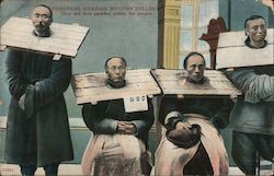 Chinese Prisoners Wearing Wooden Collar Postcard