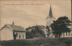 Kvaernes Church with primary school. Norway Postcard Postcard Postcard