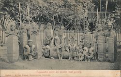 Dajaksche vorst en vorstin met gevolg Surabaya, Indonesia Southeast Asia Postcard Postcard Postcard