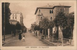 Venice Lido - Via Negroponte Italy Postcard Postcard Postcard