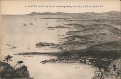 Cote d'Azur from the air, Menton to Cannes France Postcard Postcard Postcard