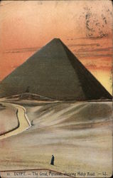 The Great Pyramid - showing Motor Road Egypt Africa Postcard Postcard Postcard