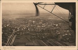 A bird's-eye view of Hanau from Zeppelin Germany Postcard Postcard Postcard