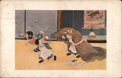 Children Playing Japan Postcard Postcard Postcard