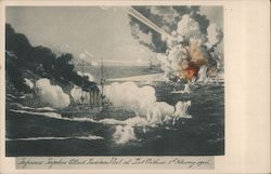 Japanese Torpedoes Attack Russian Fleet at Port Arthur, 8th February 1904 Postcard