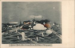 Japanese Torpedoes Attack Russian Fleet at Port Arthur, 8th February 1904. Postcard Postcard Postcard