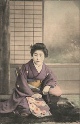 Geisha In Purple Kimono Postcard