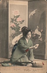 Geisha with Shamisen Tokyo, Japan Postcard Postcard Postcard