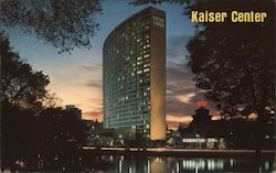 Night View of the Kaiser Center and Lake Merritt Postcard