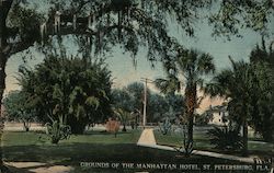 Grounds of the Manhattan Hotel Postcard