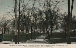 Entrance to State Capitol Grounds, Fourth and Walnut Streets Postcard