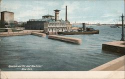 Aquarium and Fire-boat "New Yorker" Postcard