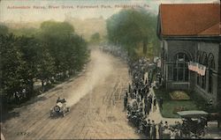 Automobile Races, River Drive, Fairmount Park Philadelphia, PA Postcard Postcard Postcard