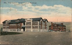 High School and Gymnasium Buildings Lewiston, ID Postcard Postcard Postcard