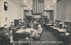 Interior View - Soldiers and Sailors Club Postcard