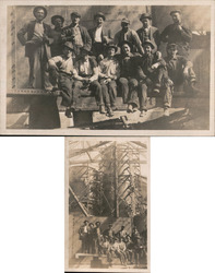 Set of 2: Men on Metal Girder, Large Tanks Occupational Postcard Postcard Postcard