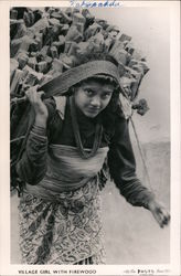 Village Girl with Firewood Nepal Postcard Postcard Postcard