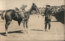 President T. D. Taylor of the Round Up and First Prize $350 Saddle Rodeos Bowman Postcard Postcard Postcard