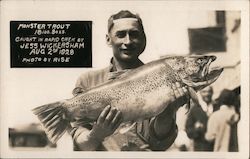 Monster Trout 18 lbs 3 oz, Caught in Rapid Creek by Jess Wickersham Aug 2nd 1928 Postcard