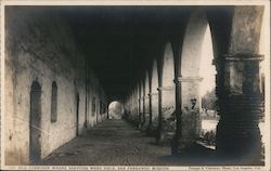 Old Corridor Where Services Were Held, San Fernando Mission Postcard