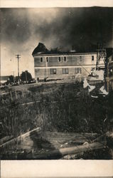 View of a burning house Buildings Postcard Postcard Postcard