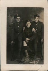 Three Canadian Soldiers in England World War I Postcard Postcard Postcard