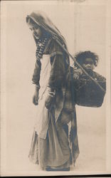 Indian (?) Woman carrying child, Possibly Nepal Postcard