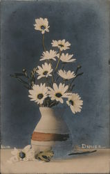 Daisies. Hand Colored Photo Flowers Postcard Postcard Postcard