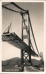 Golden Gate Bridge. Construction, cranes. Piggott Photo San Francisco, CA Piggot Photo Postcard Postcard Postcard