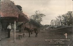 Detalle Tipico, Carretera, Mex. Laredo C. Victoria, burro, hut, bridge Tamps, Mexico Postcard Postcard Postcard