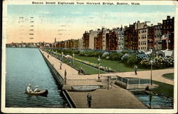 Beacon Street Esplanade From Harvard Bridge Boston, MA Postcard Postcard