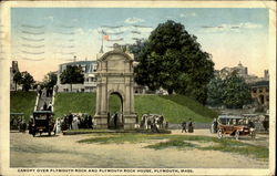 Canopy Over Plymouth Rock And Plymouth Rock House Massachusetts Postcard Postcard