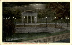 Band Stand Roger Williams Park By Moonlight Providence, RI Postcard Postcard