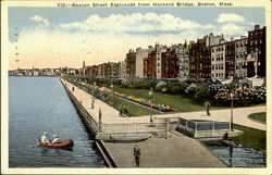 Beacon Street Esplanade From Harvard Bridge Boston, MA Postcard Postcard