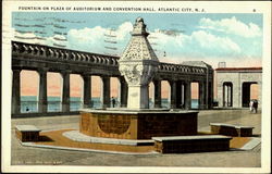 Fountain On Plaza Of Auditorium And Convention Hall Postcard