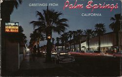 Palm Canyon Drive at Night Palm Springs, CA Postcard Postcard Postcard