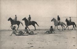 Horseback Riders and Sun Bathers on Beach of Rio Del Mar Country Club California Postcard Postcard Postcard