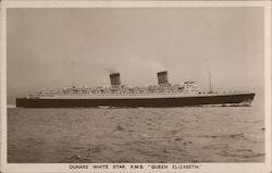 R.M.S. Queen Elizabeth - Cunard White Star Postcard