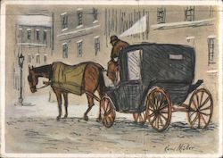 Joyful Christmas and Happy New Year - Horse and Carriage, K. Müller Postcard