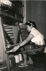 Woman Weaving on a Large Inkle Loom Asian Postcard Postcard Postcard