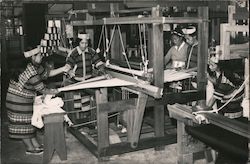 Weavers Weaving a cloth in a handloom Asian Postcard Postcard Postcard