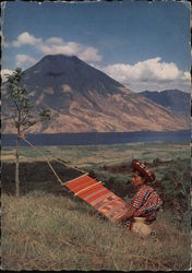 Woman Weaving Postcard